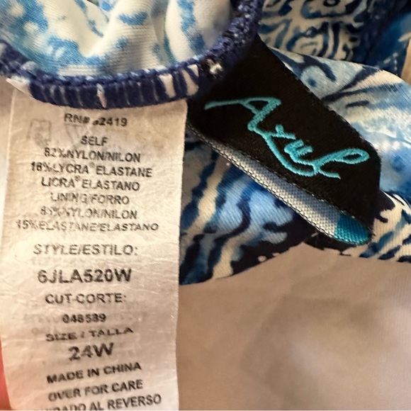 Azul Ruched Blue One Piece Bathing Suit - Picture 4 of 4